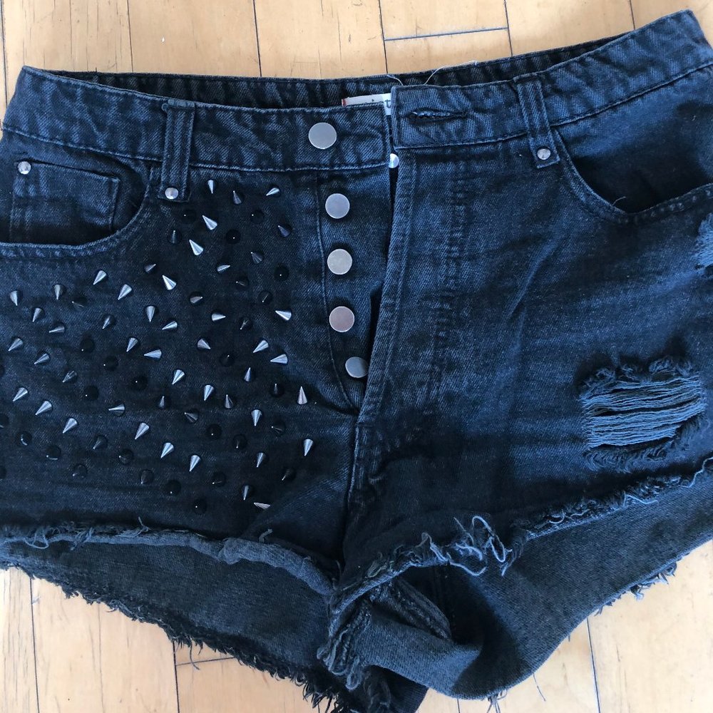 Studded Black Denim Shorts size 29 Pistola